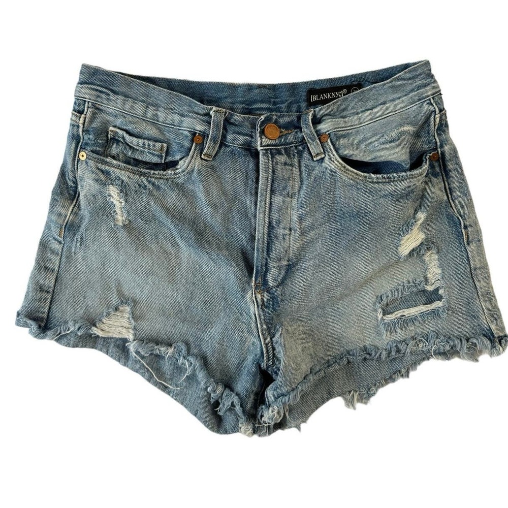Blank NYC Hollywood‎ Distressed Button Fly Jean Shorts Size 29 Light Wash 2’’